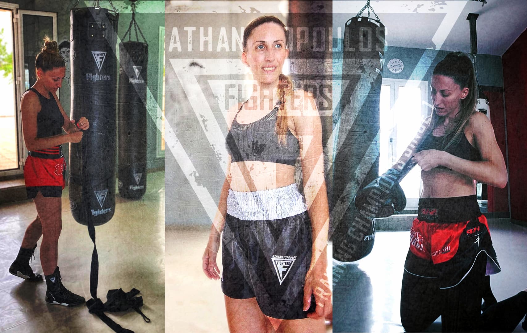 αθλήτρια του kickboxing στη σχολή kickboxing ετοιμάζεται για προπόνηση